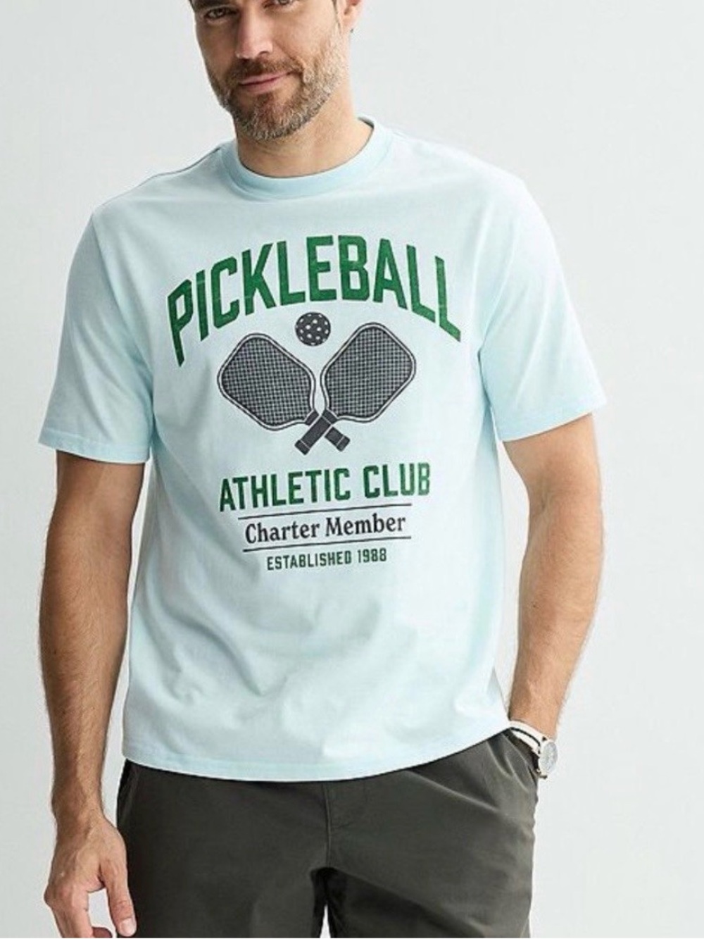 Sonoma Light Blue T-Shirt with Green Pickleball Graphic